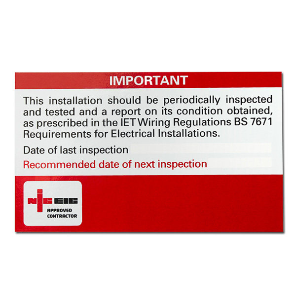 Electrical Installation Condition Report DATE LABEL